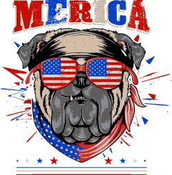 Perro gánster con bandera de americe